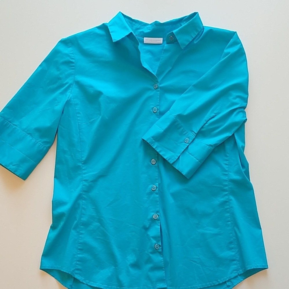 Light Blue New York and Company Stretch Button